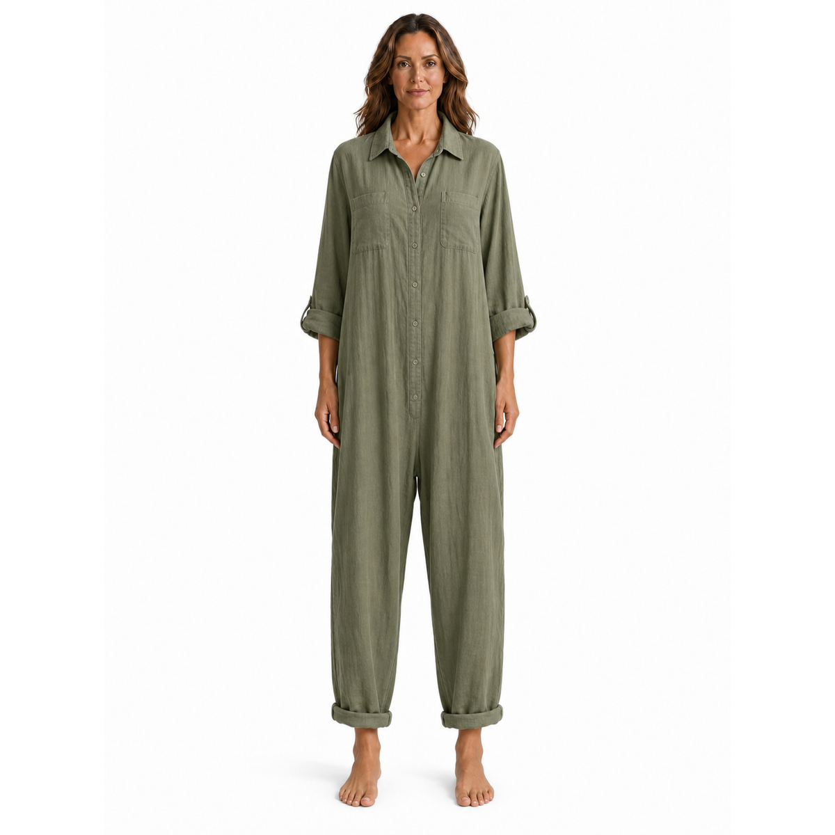 Mono Naira camisero holgado con bolsillos