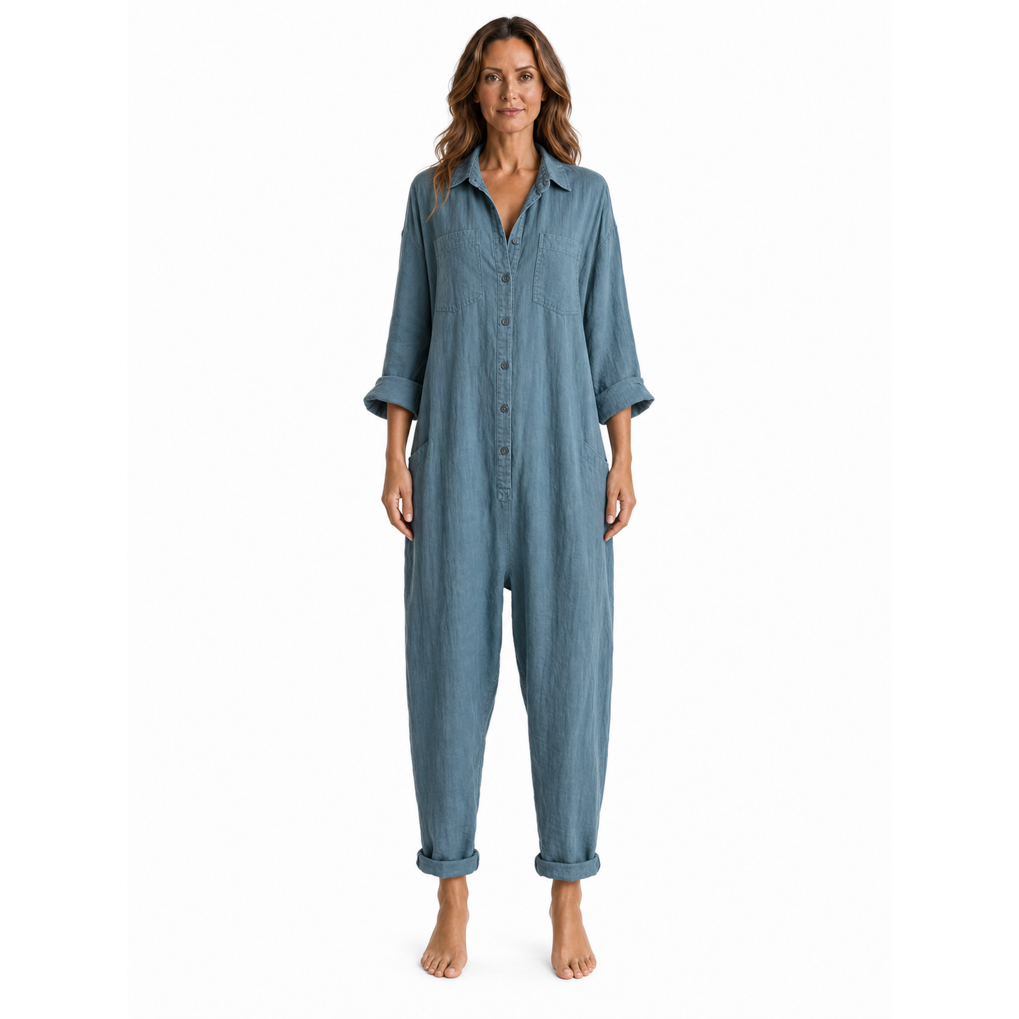 Mono Naira camisero holgado con bolsillos