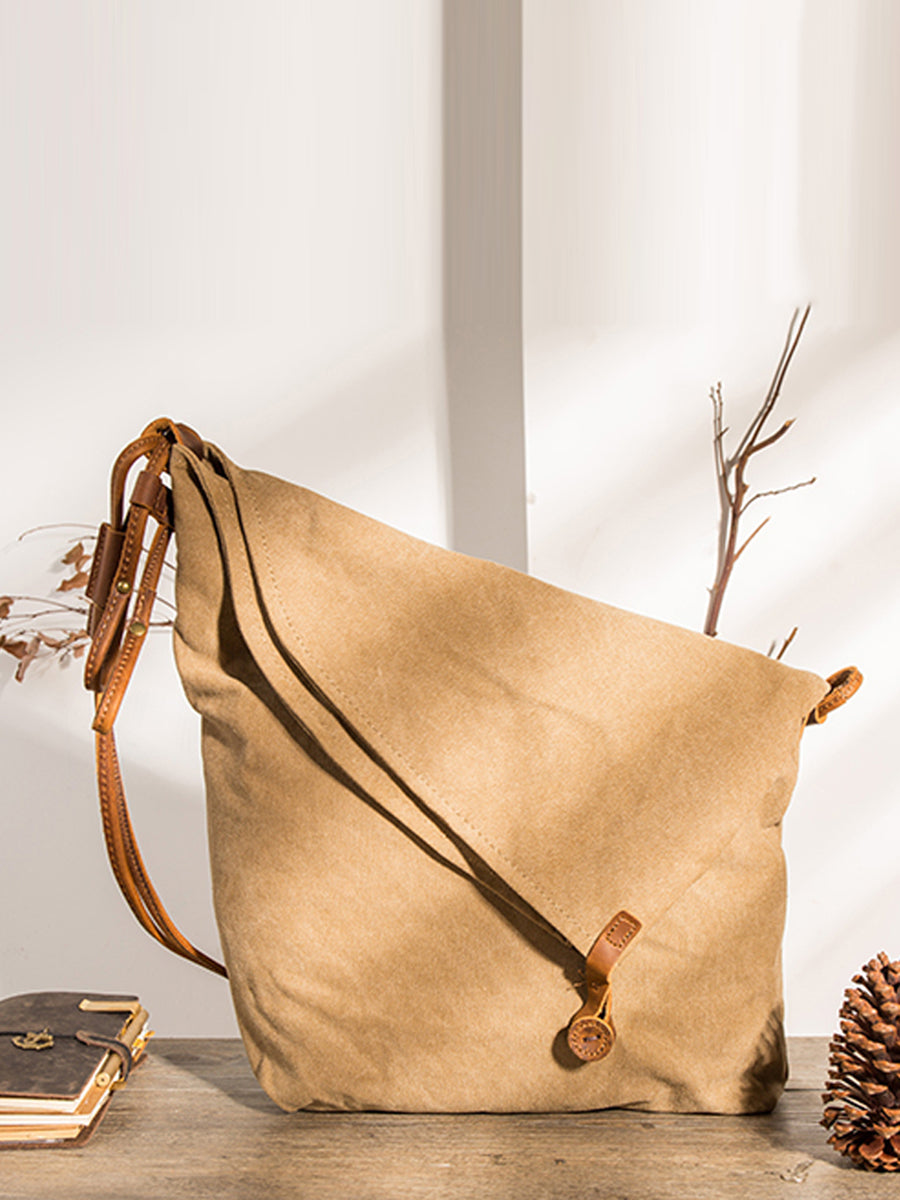 Borsa a tracolla in tela e pelle da donna
