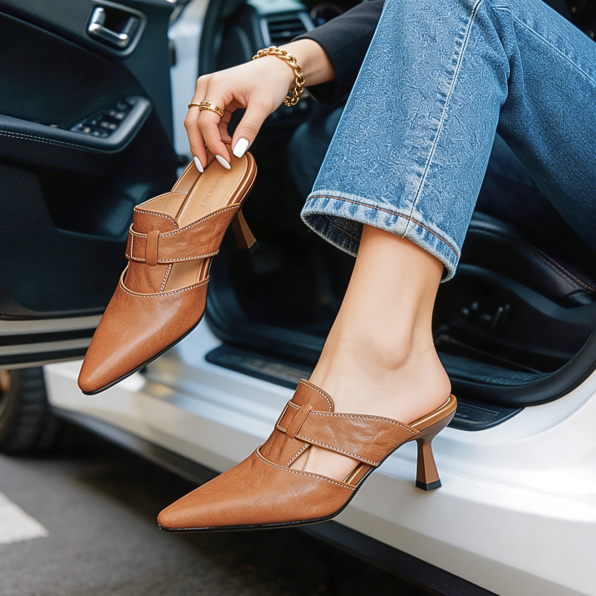 Aubrey Monroe | Zapatos de tacón de piel auténtica