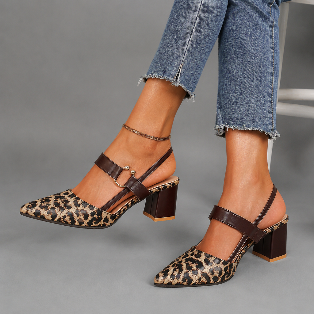 Avalina Grace | Zapatos de tacón con estampado de leopardo