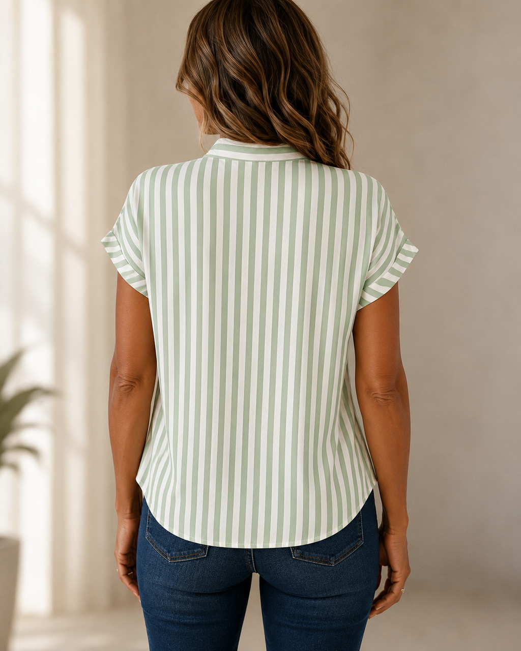 Blusa de rayas beige