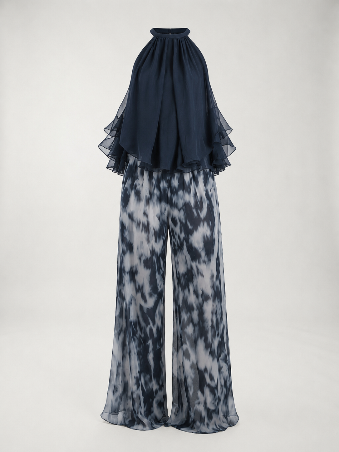 Conjunto Laura de dos piezas con top fluido y pantalón estampado