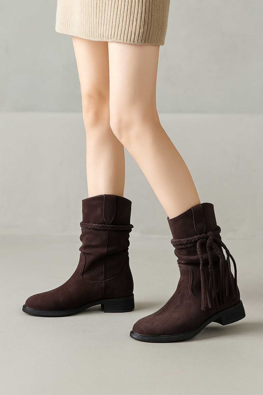 Camille™ | Botines de ante con flecos
