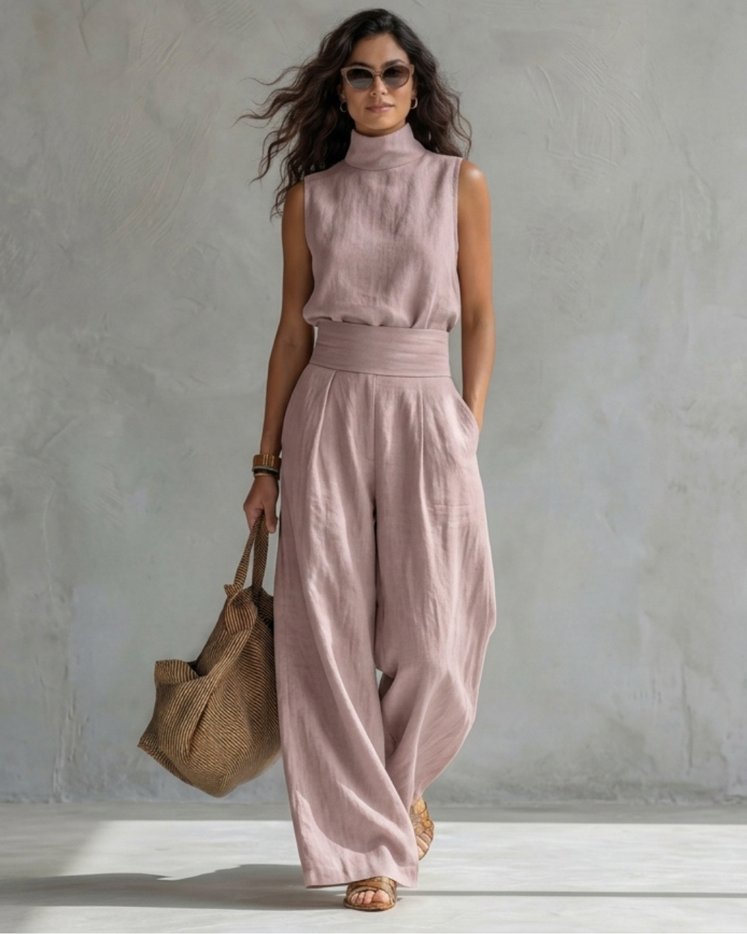 María | Elegante conjunto de pantalón ancho y top