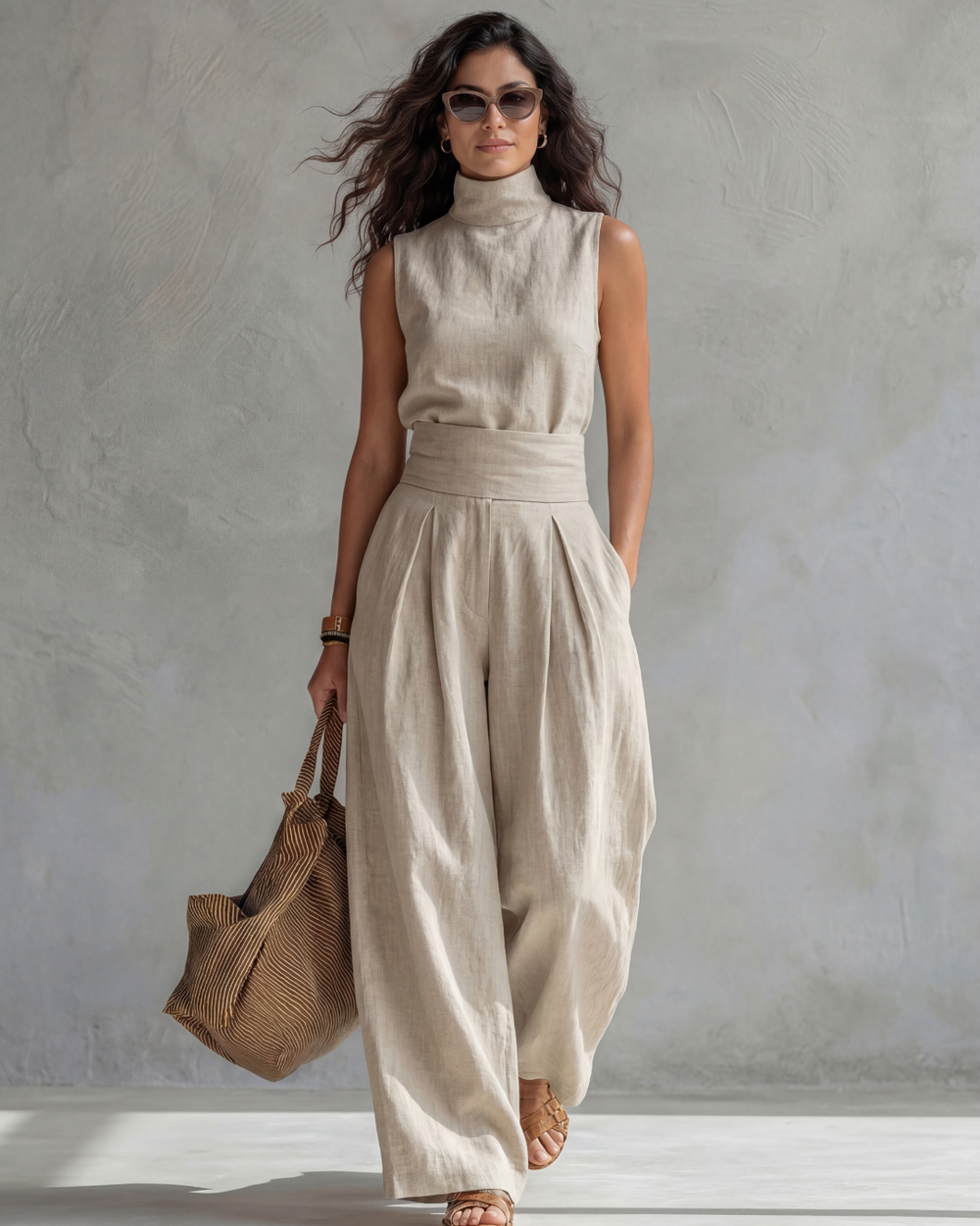 María | Elegante conjunto de pantalón ancho y top