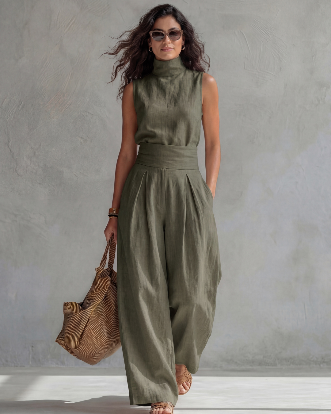 María | Elegante conjunto de pantalón ancho y top