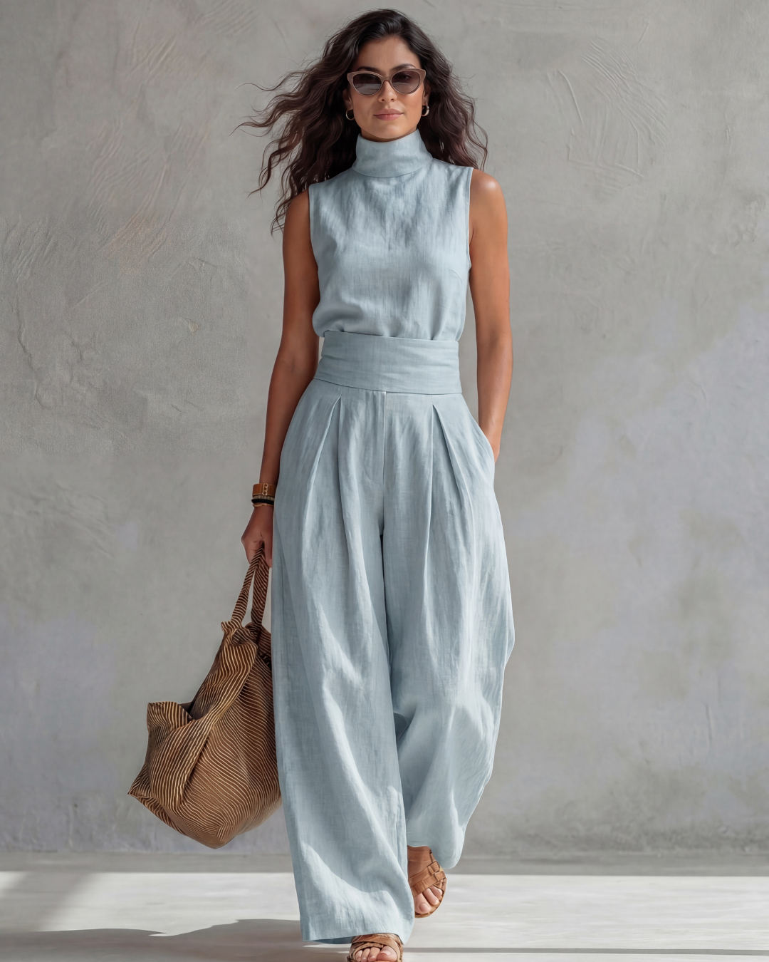 María | Elegante conjunto de pantalón ancho y top