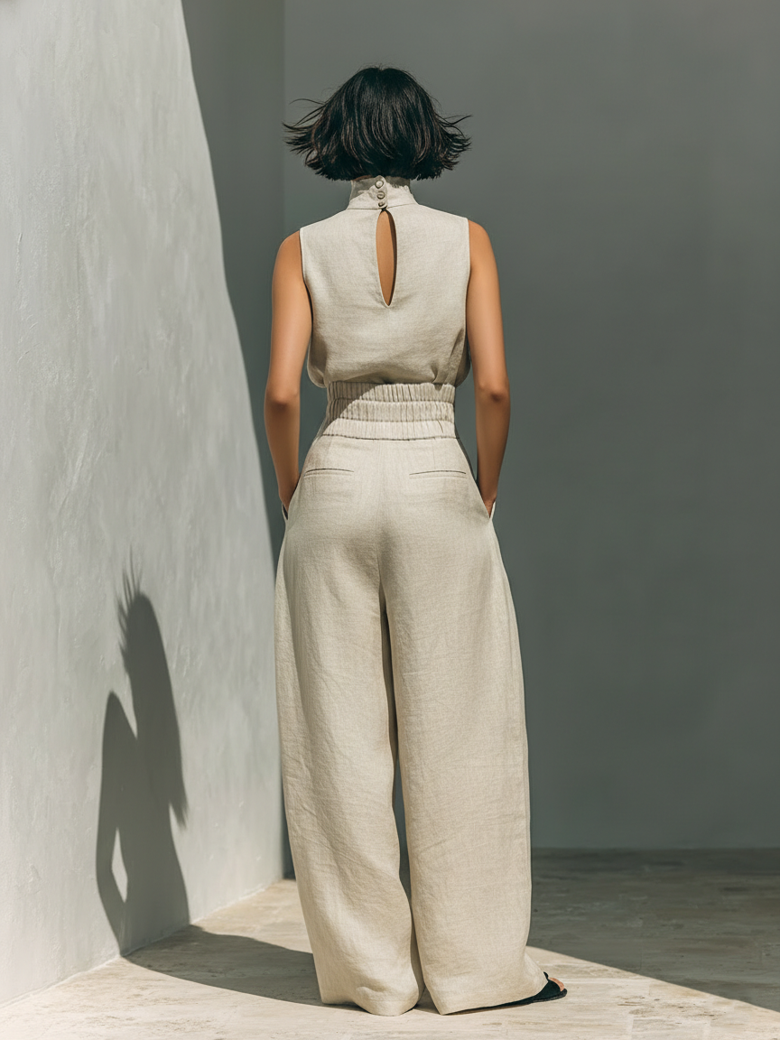 María | Elegante conjunto de pantalón ancho y top