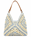 Bolso Artesanal Celeste | Tejido a Mano en Azul y Natural