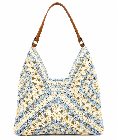 Bolso Artesanal Celeste | Tejido a Mano en Azul y Natural