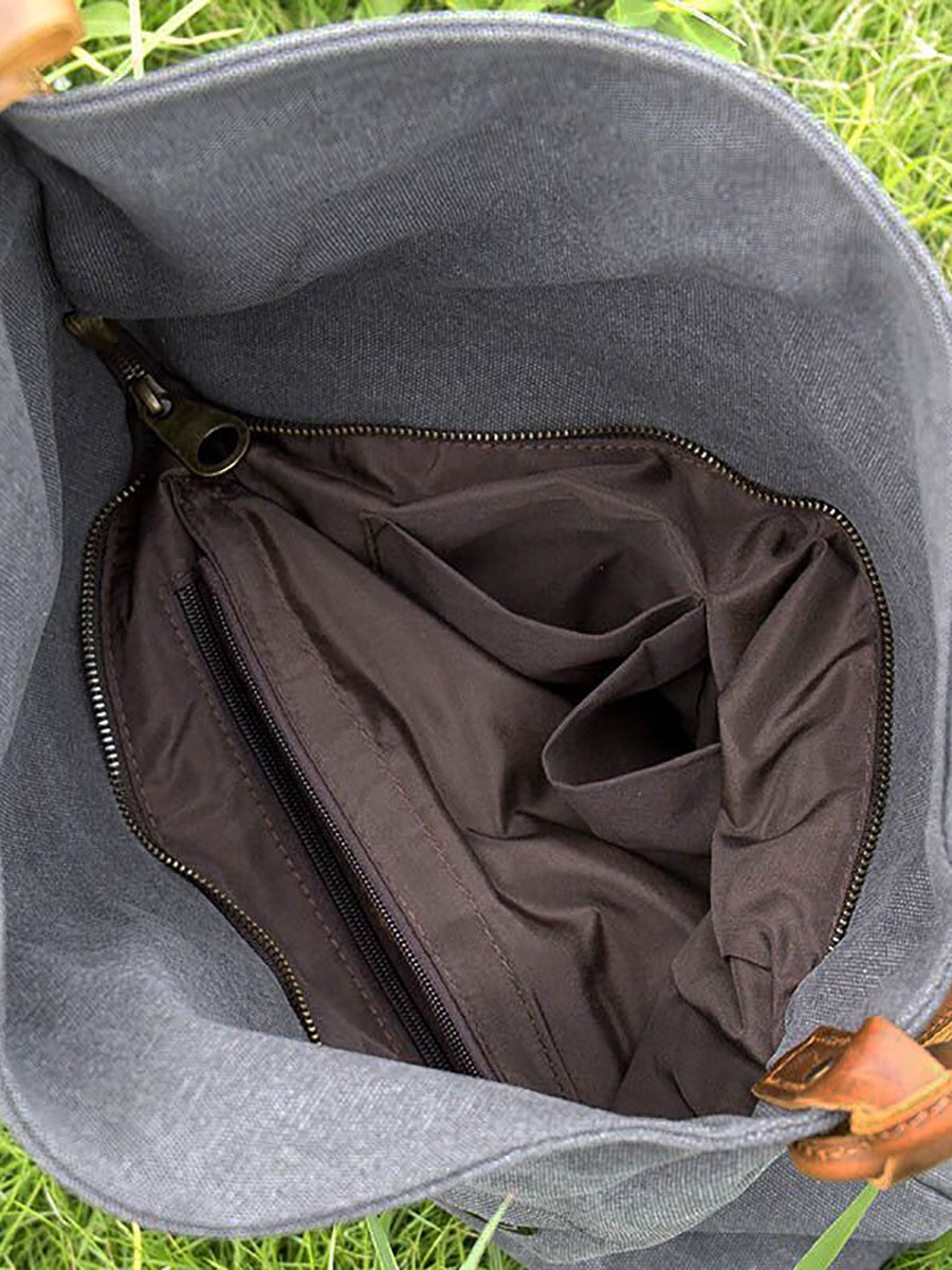 Borsa a tracolla in tela e pelle da donna