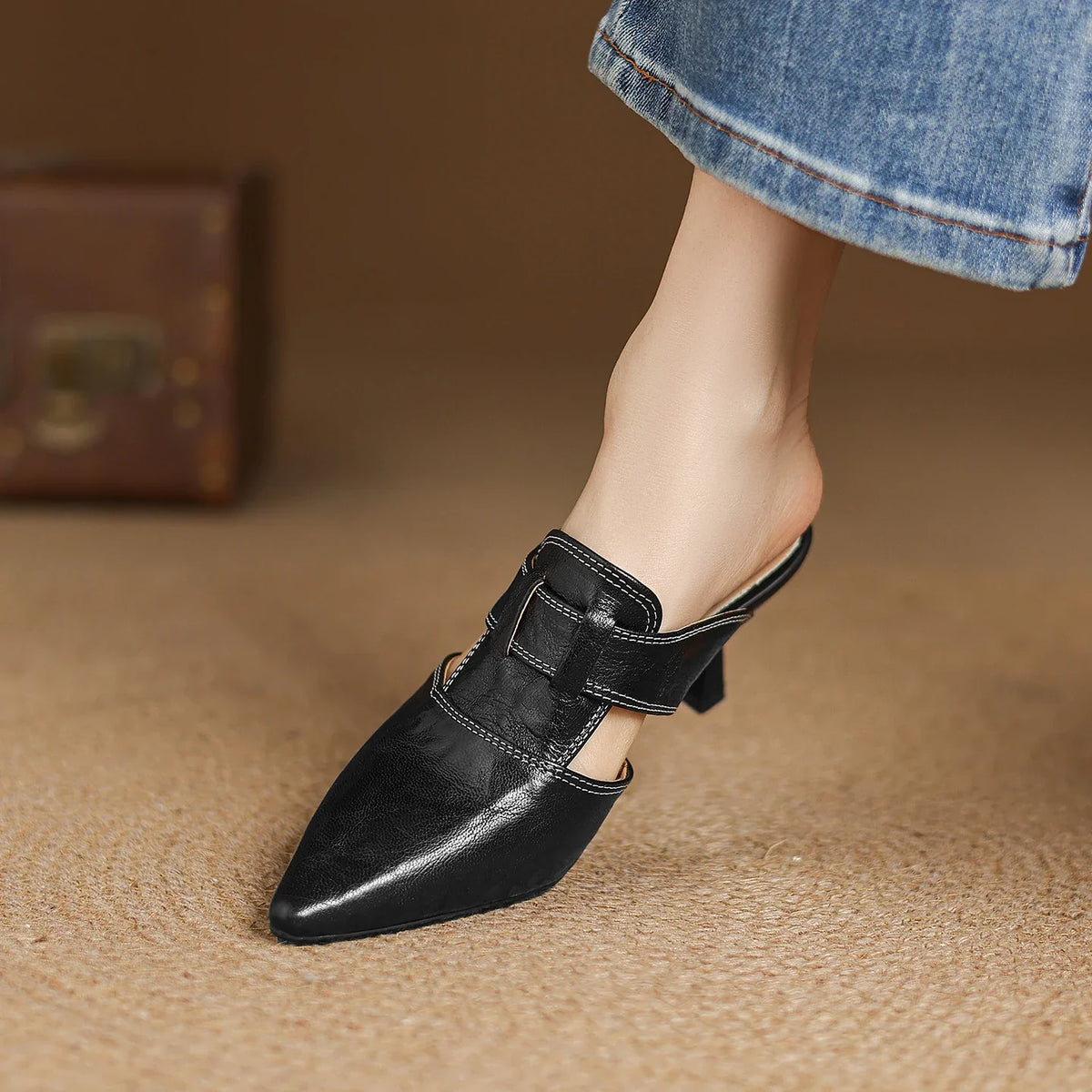 Aubrey Monroe | Zapatos de tacón de piel auténtica