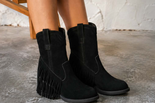 Élise™ | Botas de ante con flecos