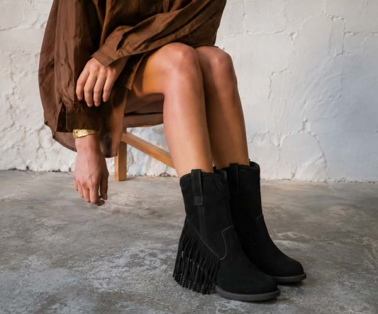 Élise™ | Botas de ante con flecos