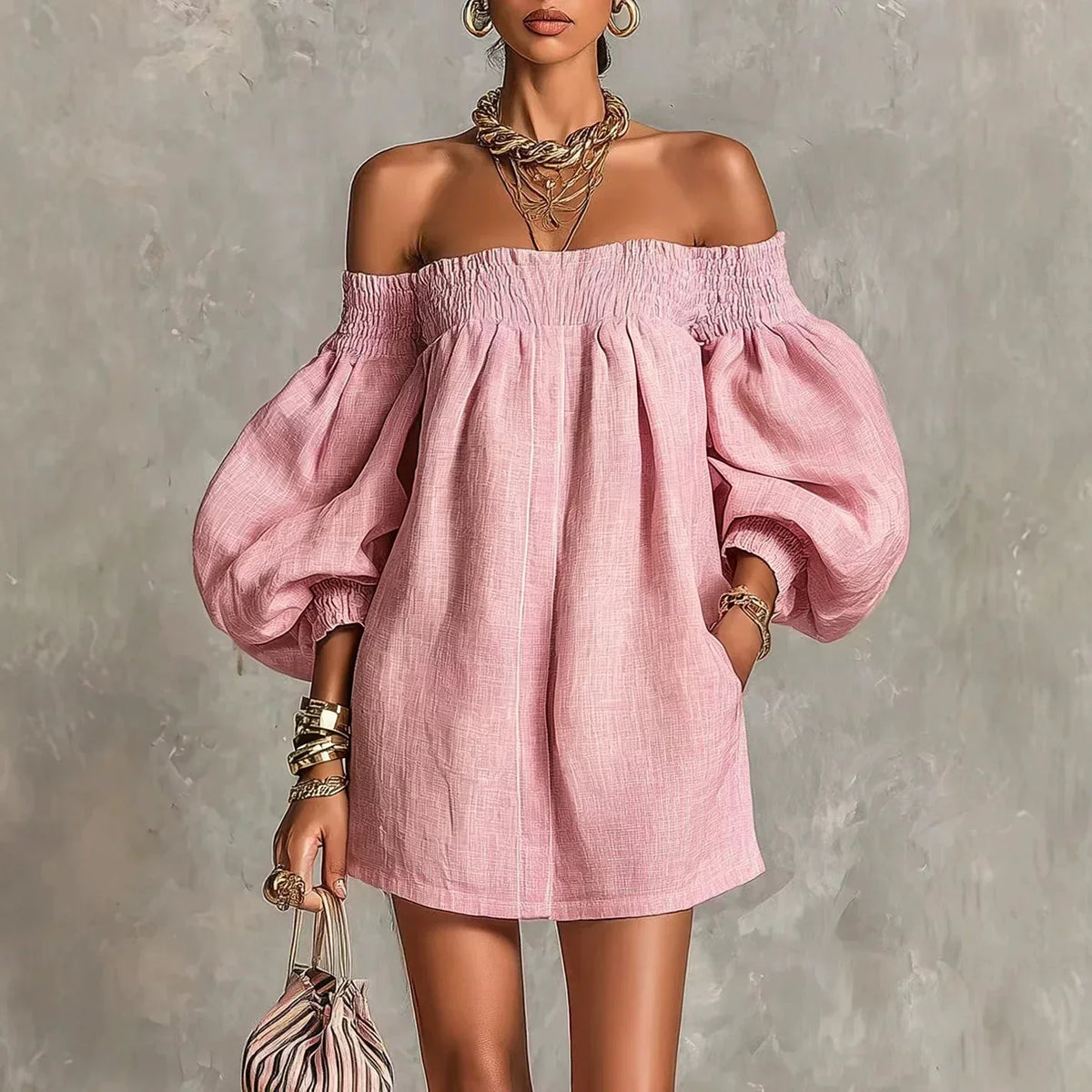 vestido bohemio rosa pastel