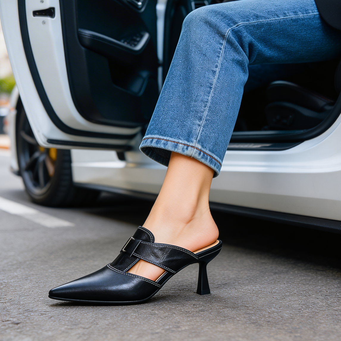 Aubrey Monroe | Zapatos de tacón de piel auténtica