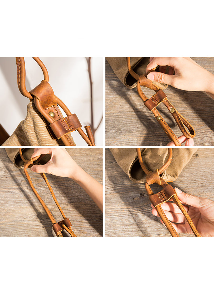 Borsa a tracolla in tela e pelle da donna