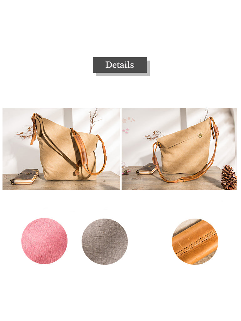 Borsa a tracolla in tela e pelle da donna