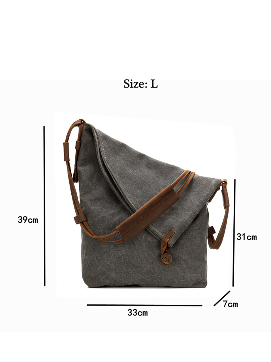 Borsa a tracolla in tela e pelle da donna