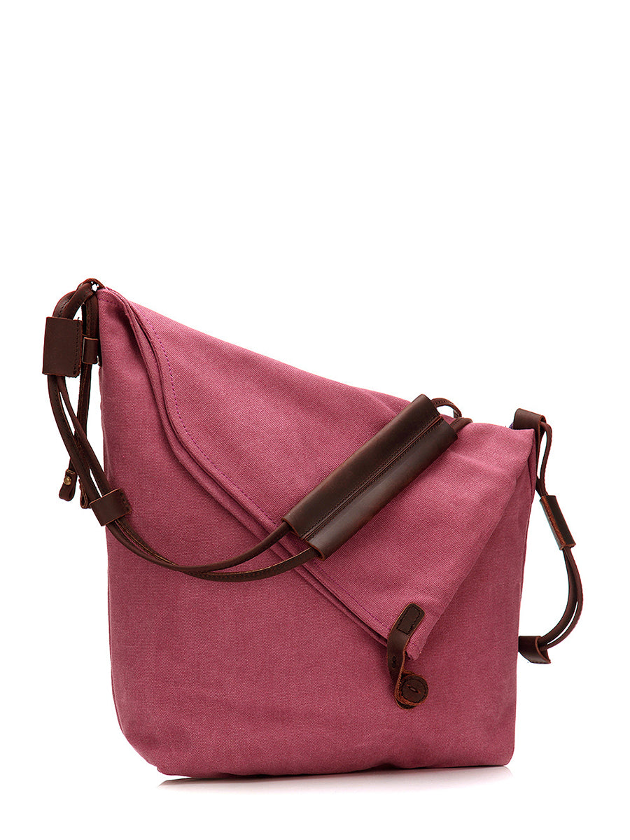 Borsa a tracolla in tela e pelle da donna