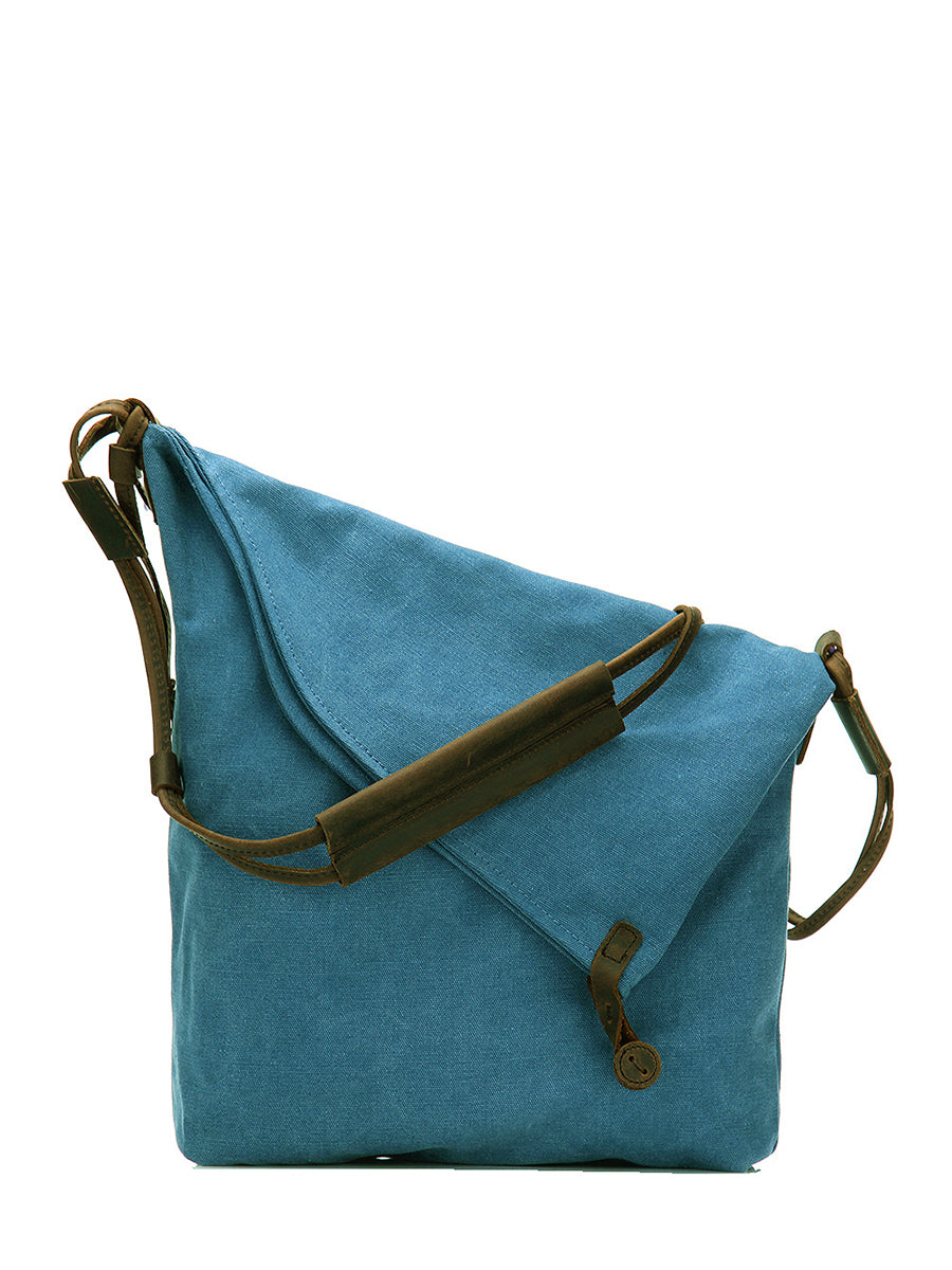Borsa a tracolla in tela e pelle da donna