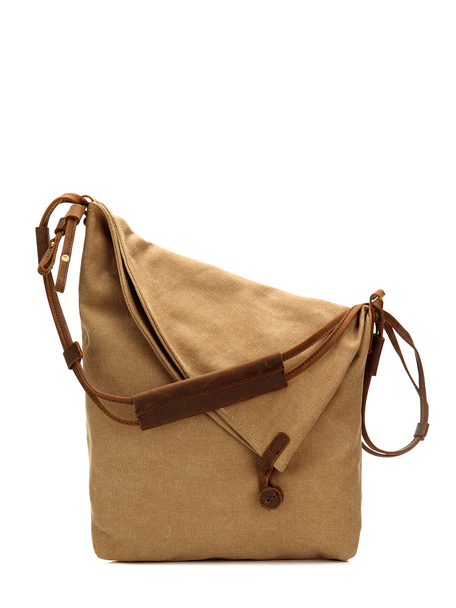 Borsa a tracolla in tela e pelle da donna