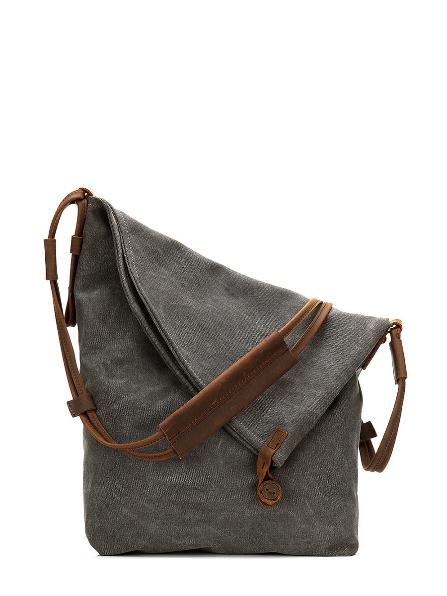 Borsa a tracolla in tela e pelle da donna