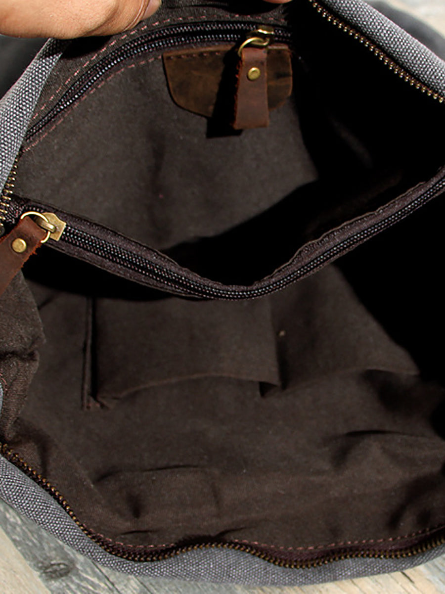 Borsa a tracolla in tela e pelle da donna