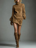 Romy | Vestido mini de ante vintage con cuello alto