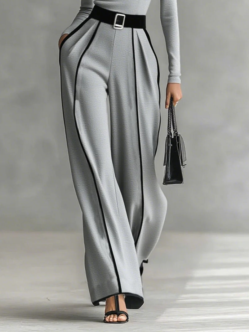 Adela | Conjunto de cuello alto con ribetes blancos y pantalón ancho