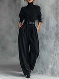 Noëlla | Conjunto negro de cuello alto y pantalón recto