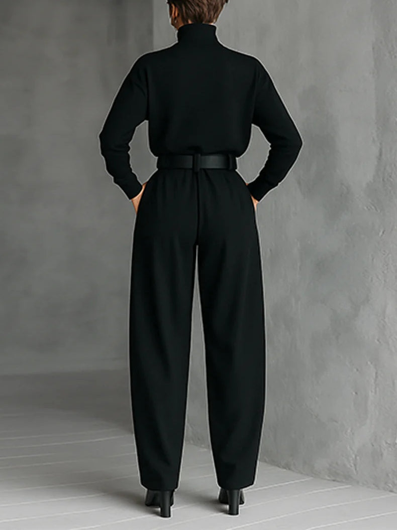 Noëlla | Conjunto negro de cuello alto y pantalón recto
