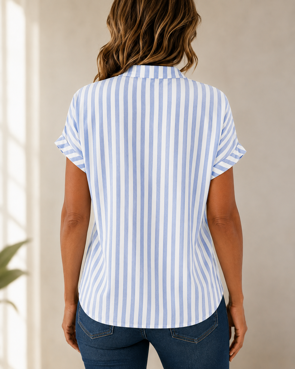 Blusa de rayas azules