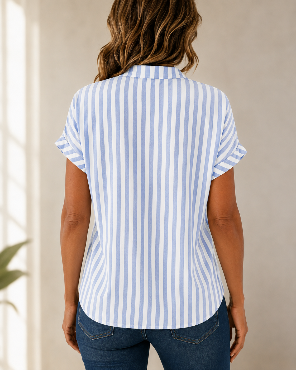 Blusa de rayas azules