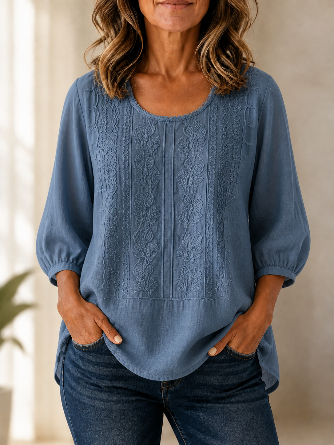 Blusa azul fluida