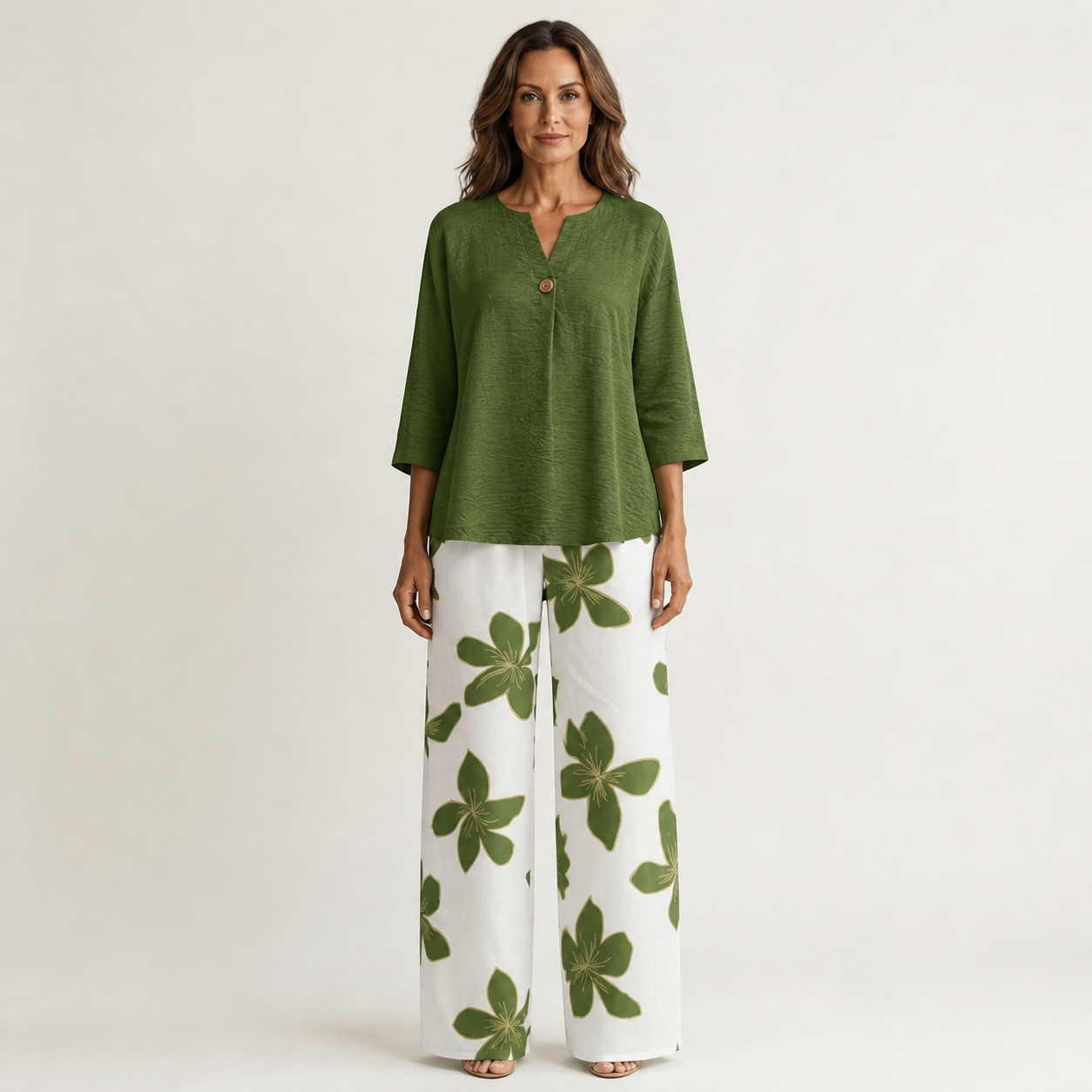 Conjunto Altea de dos piezas con blusa holgada y pantalón fluido