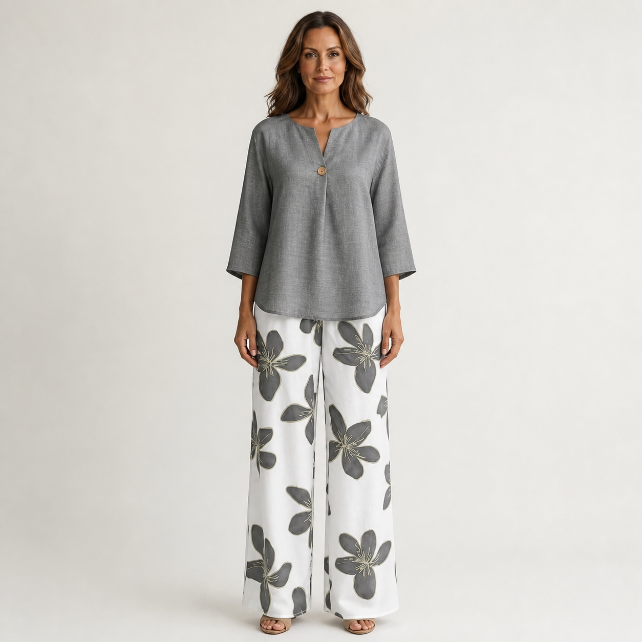Conjunto Altea de dos piezas con blusa holgada y pantalón fluido