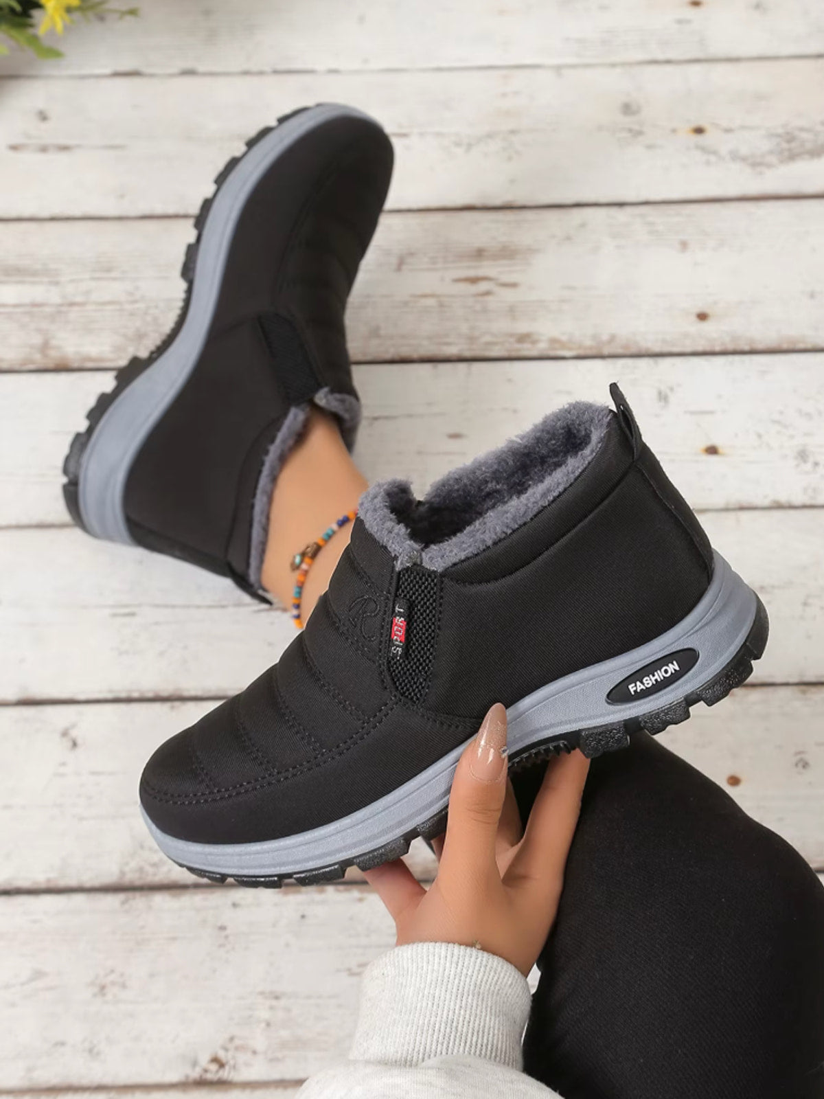Zapatos de Mujer Cálidas con Forro Polar y Plataforma Media Acolchada