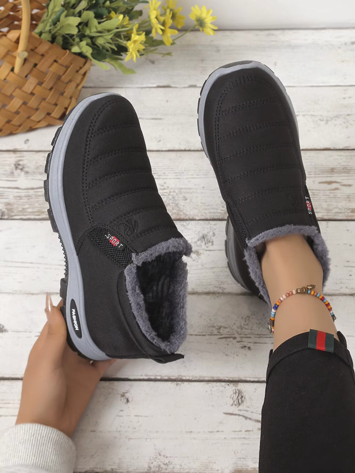 Zapatos de Mujer Cálidas con Forro Polar y Plataforma Media Acolchada