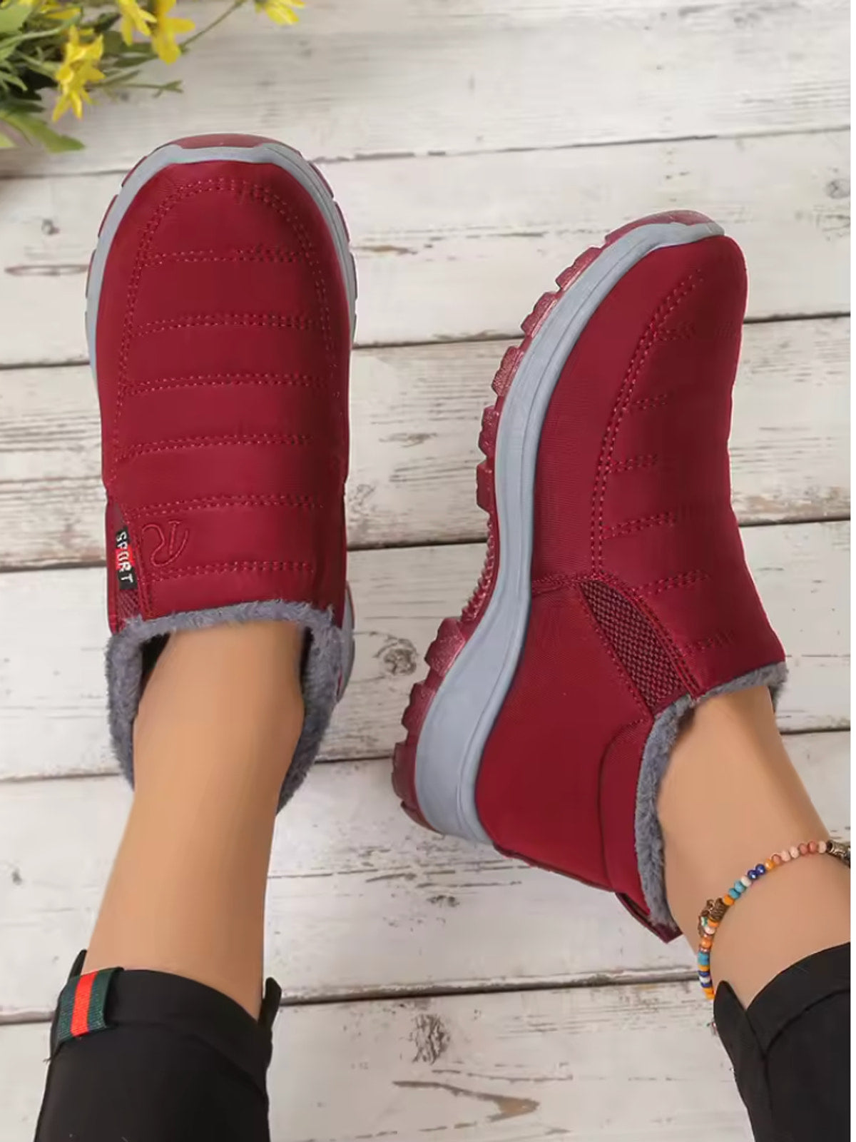 Zapatos de Mujer Cálidas con Forro Polar y Plataforma Media Acolchada
