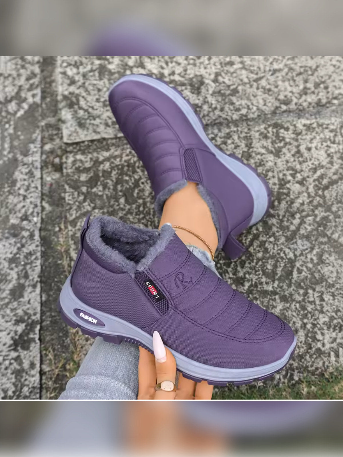 Zapatos de Mujer Cálidas con Forro Polar y Plataforma Media Acolchada
