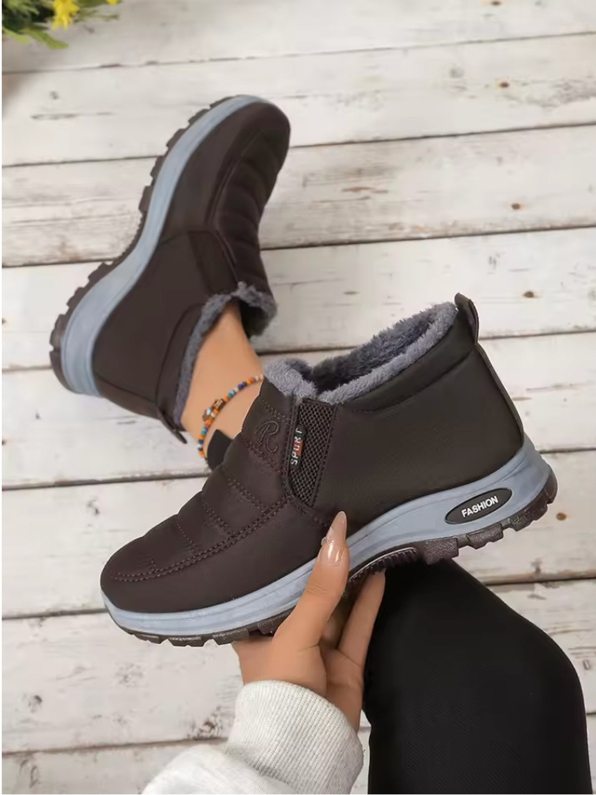 Zapatos de Mujer Cálidas con Forro Polar y Plataforma Media Acolchada