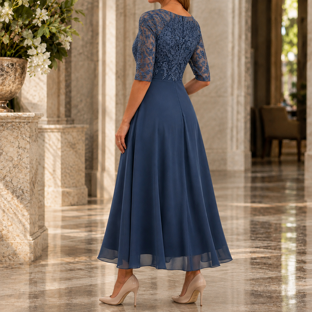 Vestido midi de encaje Maia