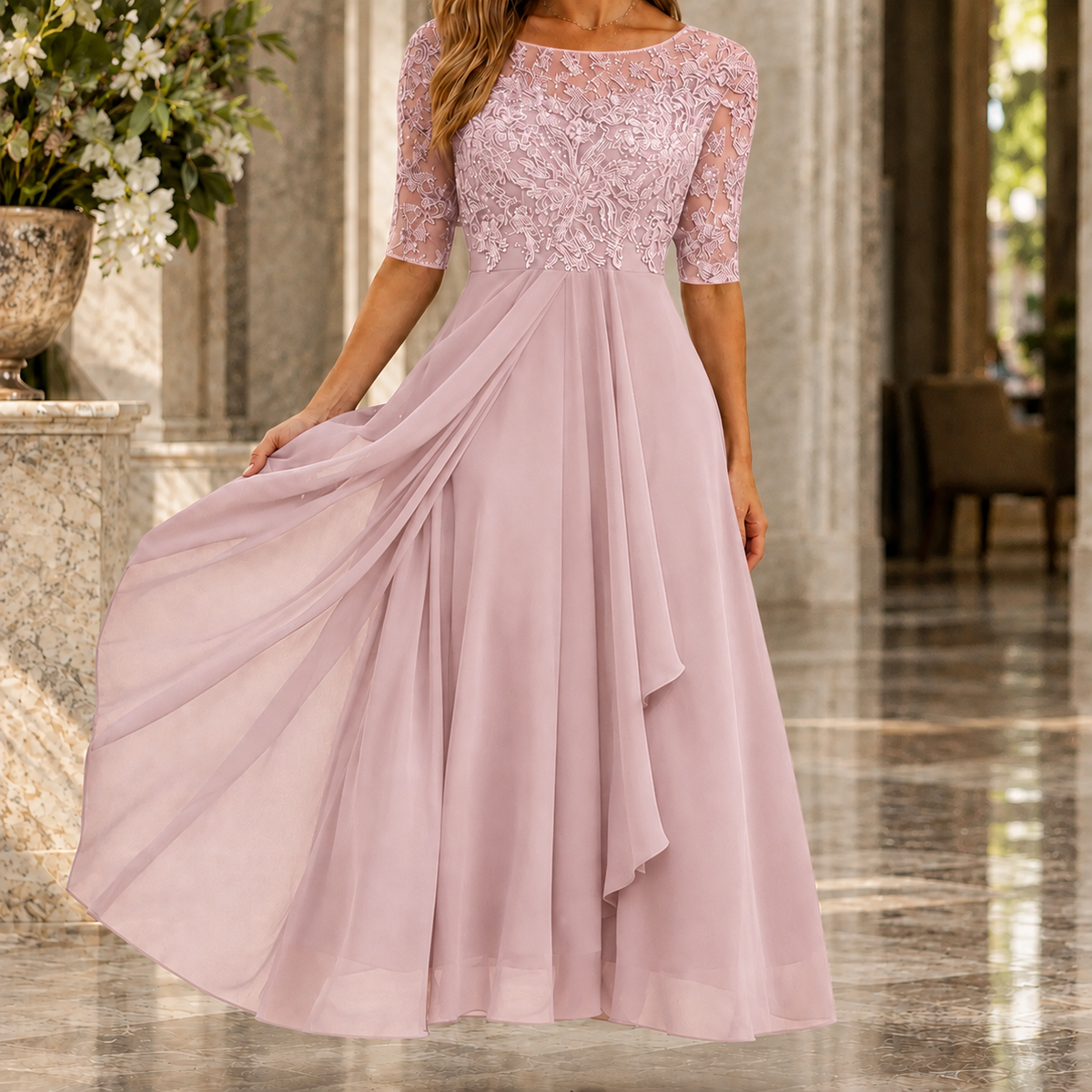 Vestido midi de encaje Maia