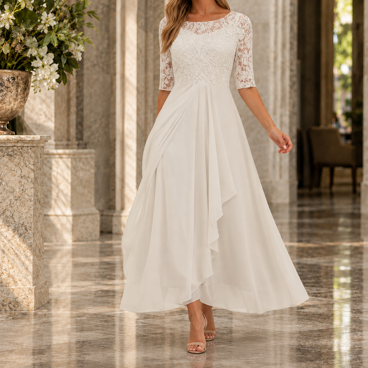Vestido midi de encaje Maia