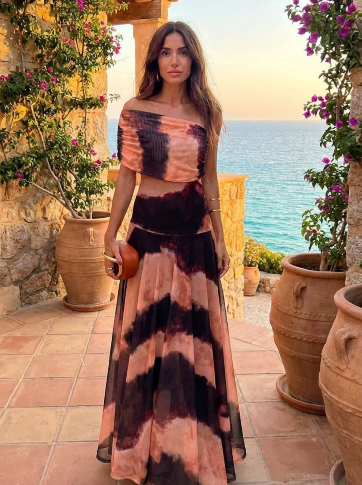 Bianca™ | Vestido con estampado naranja y marrón