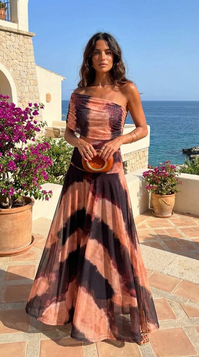 Bianca™ | Vestido con estampado naranja y marrón