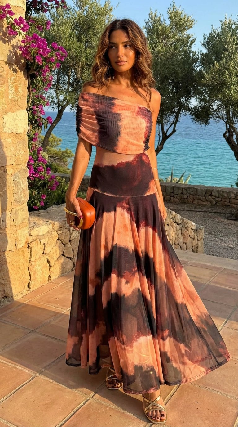 Bianca™ | Vestido con estampado naranja y marrón