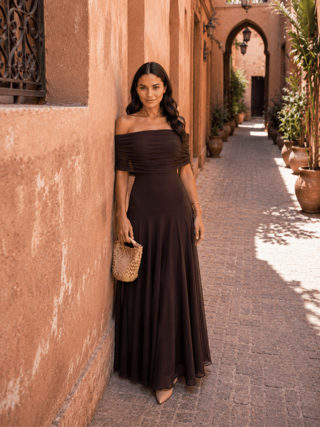 Adriana™ | Vestido marrón estilo Toledo